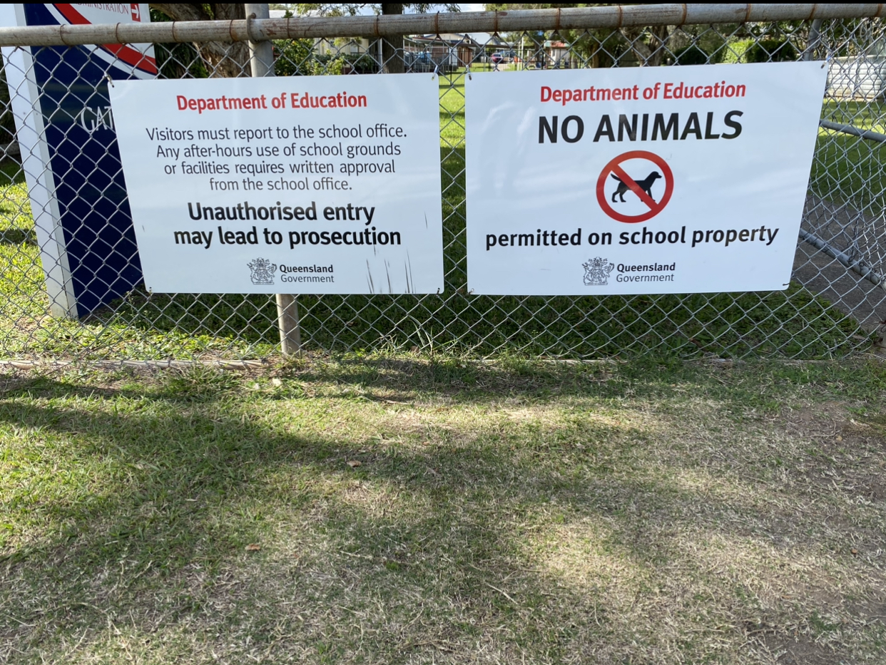 Animals not wanted on school grounds